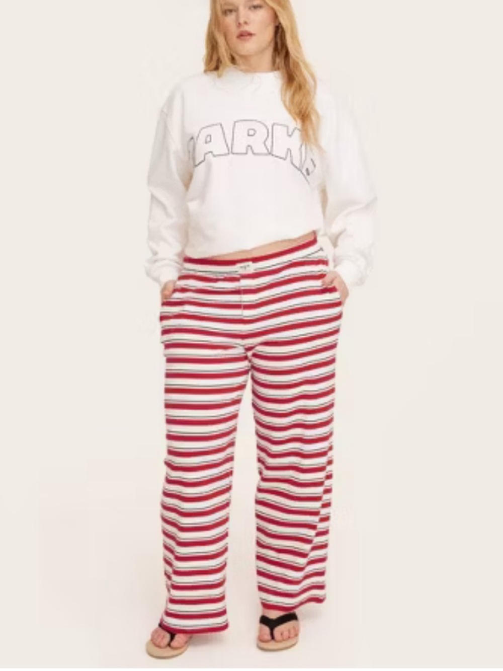 NWOT High-Rise Boxer Knit Pants - Parke x Target Red/Navy Striped